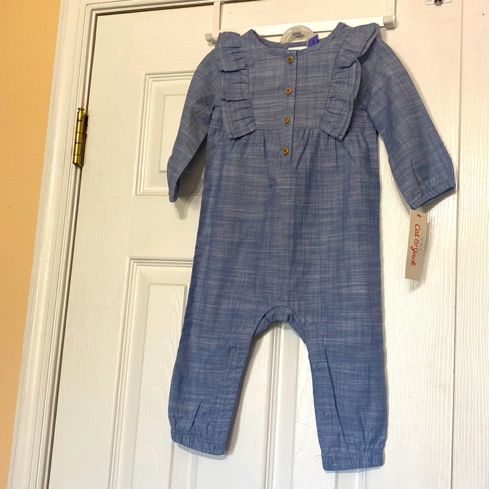 Baby Cat & Jack girls one piece Chambray Romper; size: 12Months